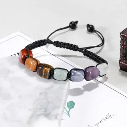 Charm Bracelets Natural Lava Stone Beads Tiger Eyes Colourful Bracelet Hand Weaving Adjustable Prayer For Women Men Lucky Jewellery