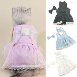 Dog Apparel Ins Cherry Pet Clothes Flower Wedding Dress Skirt Princess Clothing Gift Bow Tie Designer Sweet