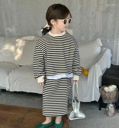 Clothing Sets 2024 Girls 2 Pcs Set Striped Sweatshirt Skirts Spring Cotton Fashion High Quality Kids Suits 2-8 Years PP853