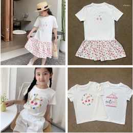 Clothing Sets 2024 Summer BP Girls Dress Brand Short Sleeve Girl Tee Shirts Cherry Printed Chidlren Casual T Shirt Clothes