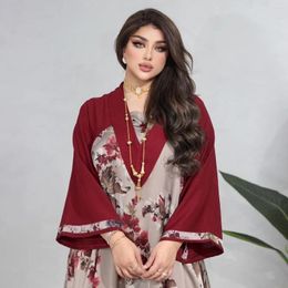 Ethnic Clothing Muslim Southeast Asian Dress For Women Print Casual Long Sleeves Party Evening Clothes