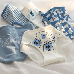 Women's Panties Underwear Cartoon Polar Bear Women Mid-Waist Female Cotton Triangle Underpants Girls' Intimates Briefs