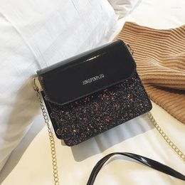 Bag Women's Sequined Patent Leather Style All-Matching Rivets Chain Small Square Shoulder Messenger Clutch Bags For Women