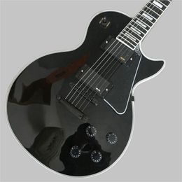 Free shipping, Black electric guitar, ebony binding, high quality Black hardware electric guitar 258