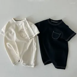 Clothing Sets 2024 Baby Summer Jumpsuit Casual Cute Fashion And Toddler Pocket Shorts Crawling Suit