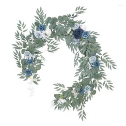 Decorative Flowers Fake Rattan Vine Wreath Simulation Hanging Blue Colour Decor For Home Wedding Party Table Front Door Decoration Gift