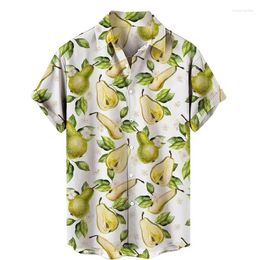 Men's Casual Shirts Fruit Pear Lemon 3d Printing Shirt Spring Summer Hawaiian Blouse Lapel Short Sleeves Oversized Tops