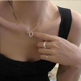 Light Luxury Niche Irregular Ins Water Drop Sterling Silver Necklace 2023 New Minimalist High-end Clavicle Chain Best Friend Gift
