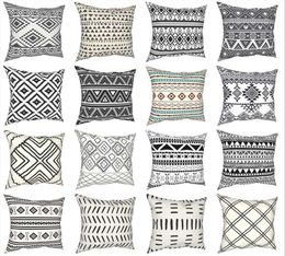 CushionDecorative Pillow Retro Bohemian Pattern Black White Cases Tribal Geometric Boho Ethnic Cushion Cover Decor Pillowcase For9889023