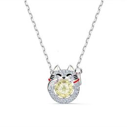 neckless for woman Swarovskis Jewelry Matching Version of the Beating Heart Trick Fortune Cat Necklace Female Swarovski Element Crystal Chinchilla Collar Chain