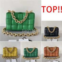 designer bag luxury chain bag cassette bag high quality womens pillow purse hobo handbag genuine leather 26cm small weave bag green crossbody shoulder bag with box