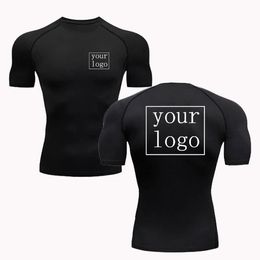 Customized compression T-shirt your designed top mens print original design T-shirt jogging exercise gym quick drying T-shirt 240425