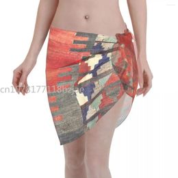 Vintage Navaho Aztec Textile Women Beach Cover Up Wrap Chiffon Swimwear Pareo Sarong Wear Bikini Ups Skirt Swimsuits