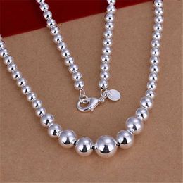 مجموعات مجوهرات الزفاف 925 Sterling Silver Chain Beads Necklace for Women Wedding Charms Cute Fashion Trends Home H240504