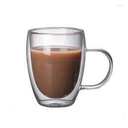Mugs 350ml Double Glass Coffee Insulation Heat Resistance Borosilicate Wall Glasses Clear Mug With Handle