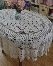 Handmade Crochet Table Cloth Oval Dinner cloth Crocheted Lace Cotton table cloth Long cover 2108241395340