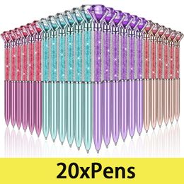 20Pcs Big Crystal Diamond Pens Rhinestones Ballpoint Pen Black Ink Ball Pens Student School Office Supplies 240430