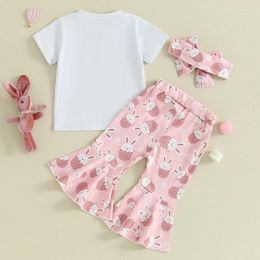 Clothing Sets My First Easter Baby Girl Outfit Honey Romper Top Flare Pants Set Infant Summer Clothes