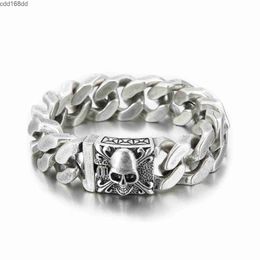 Charm Bracelets Charm Bracelets 20mm Big and Heavy y Cuban Chain Bracelet Men With Devil Ghost Skull Vintage Magical Jewellery Gift For Friends 230731