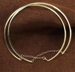 1Pc New Punk Simple Round Circle Torques for Women Ladies Metal Gold Silver Wire Necklace Collar Choker Fashion Jewellery 20182703423