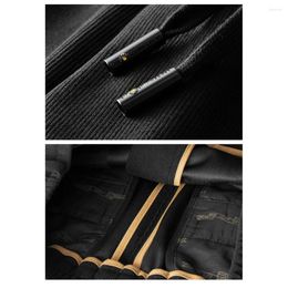 Men's Pants Fashion Corduroy Casual Elastic Waist Solid Colour Straight Thick Streetwear Trousers Bottoms Man Clothing
