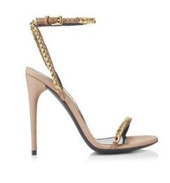 Hot Sale ded Gold Chains High Heels Sandals Rome Style Stiletto Heels Women Shoes Ankle Buckle Strap Slingback Women Pumps9776700