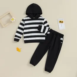 Clothing Sets 1-8Y Kids Autumn Outfits Baby Boys Girls Long Sleeve Stripe Hoodie Sweatshirt And Pant Children Casual Clothes Tracksuits