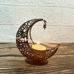 Candle Holders Hollow Moon Shape Holder With Star Pendant Multi-Purpose Table Decorative Props For Study Room Home