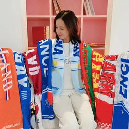 140x16cm National Flag Pattern Football Team Scarf Soccer Club Match Fans Cheering Banner Neck Scarves for Sports Events 240426