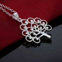 Pendant Necklaces Wholesale Charms Wedding 925 Sterling Silver Necklace Cute Lady Women TREE Life Jewellery Fashion Gift 45CM H240504