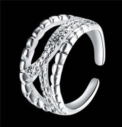 Women039s new sterling silver plated rings size open DMSR922fashion 925 silver plate finger ring Jewellery Band Rings2702858