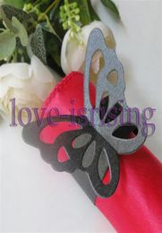 100pcs Black Paper Butterfly Napkin Rings Wedding Bridal Shower Napkin holderSample Order26606820081