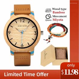 Wristwatches Men's Watches Top Brand BOBO BIRD Watch Wooden Quartz Male Timepieces Gifts Customised For Men Drop