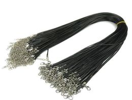Cheapest! Black 2.0mm Wax Leather Necklace Beading Cord String Rope 45cm Extender Chain with Lobster Clasp DIY jewelry Making4869884