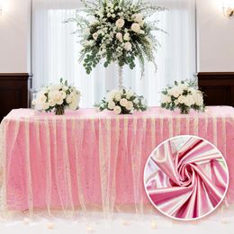 Party Decoration 1Pcs Pink Table Skirt Tulle Skirts For Rectangle Tables 6ft Desk Decorations Baby Shower Wedding Decor