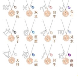 neckless for woman Swarovskis Jewellery Matching Version Twelve Constellations Necklace Female Swallow Element Crystal Life Year Guardian Collar Chain