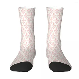 Men's Socks Royal Light Pink Pattern French Fleur De Lis Sock Men Women Polyester Stockings Customizable Design