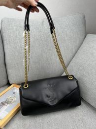 26 x14 x 7cm Latest Style Small Handbag Soft Genuine Leather Fashion One Shoulder Crossbody Bag Women's Bag Gold Chain Mini Square Bag