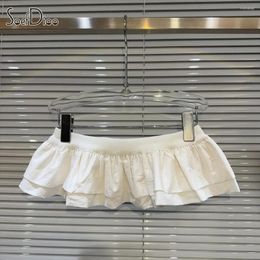 Skirts Soefdioo Fashion Elastic Waist Ruffles White Mini Women Sexy Stunning A-Line Tiered Skirt 2024 Summer Streetwear