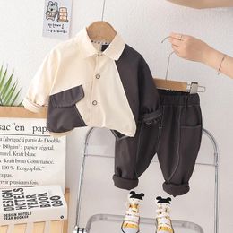Clothing Sets Baby Boy Clothes Autumn Kids Long Sleeve Casual Costume Shirt Tops Pants Two Pieces For Children Korean Patchwork