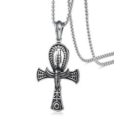 Punk Street Key To Life Egypt Necklaces For Men Middle Ages Stainless Steel Totem Scarab Ankh Pendant Jewellery PN103829218842574981