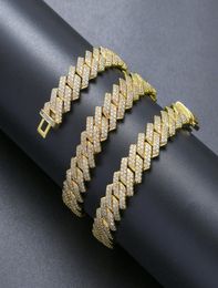 Trendy Men Hip Hop Jeweley Cuban Link Necklace Bling Bling Chains Copper Cubic Zirconia Coolest Box Lock Clasp Choker Necklaces 142873066