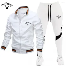 Men's Tracksuits 2024 Daffaway High Quality Casual Jacket Set Spring And Autumn Spliced Pants Baseball Stand Neck Windproof