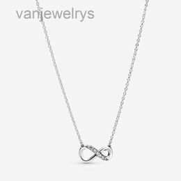 Funkelnde Infinity Anhänger Halskette für echte Sterling -Hochzeitsschmuck für Frauen Freundin Geschenk CZ Diamond Designer Halsketten mit