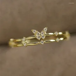 Wedding Rings Huitan Butterfly Ly Designed Exquisite Finger Accessories For Women Fresh Style Bridal Statement Jewellery