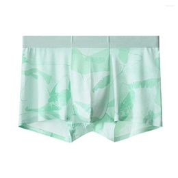 Underpants Men Summer Lace Ice Silk Daily Underwear Slim Middle Waist Shorts Printed Panties Boxers Briefs Cool Mens