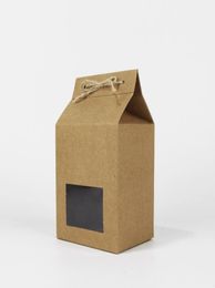 Kraft Paper PartyWedding Gift Bags with Clear PVC Window CookiesChocolatesCandy Packing Boxes5198944