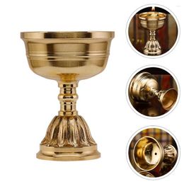 Candle Holders Copper Craft Butter Lamp Stand Lotus Pattern Candleholder Religious Prop