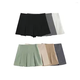 Stage Wear 2024 Autumn Women's Fashion High Waist Wide Pleated Pant Slimming Mini Skirt 7385524 809