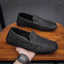 Casual Shoes Men's Summer Low Cut Breathable Leather Soft Soled Driving Loafers